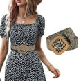 thumbnail image 1 of Baberdicy Wooden Buckle Waist Belt - Retro Woven Stretch Corset Belt for Dresses, Adjustable Shaper Belt, Grey One Size, 1 of 5