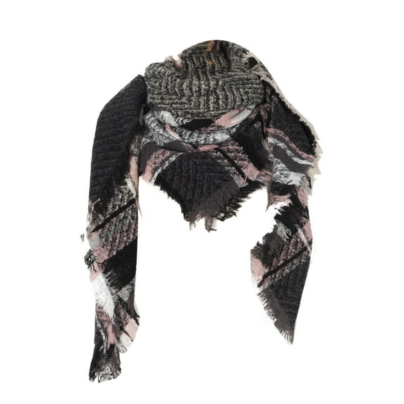 Clearance! Baberdicy Women Fall Winter Scarf Classic Tassel Plaid Scarf Warm Soft Chunky Large Blanket Wrap Shawl Scarves Black