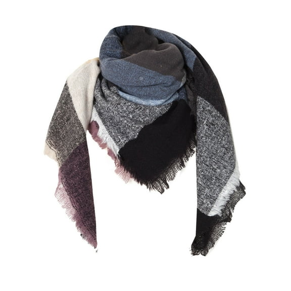 Clearance! Baberdicy Women Fall Winter Scarf Classic Tassel Plaid Scarf Warm Soft Chunky Large Blanket Wrap Shawl Scarves F