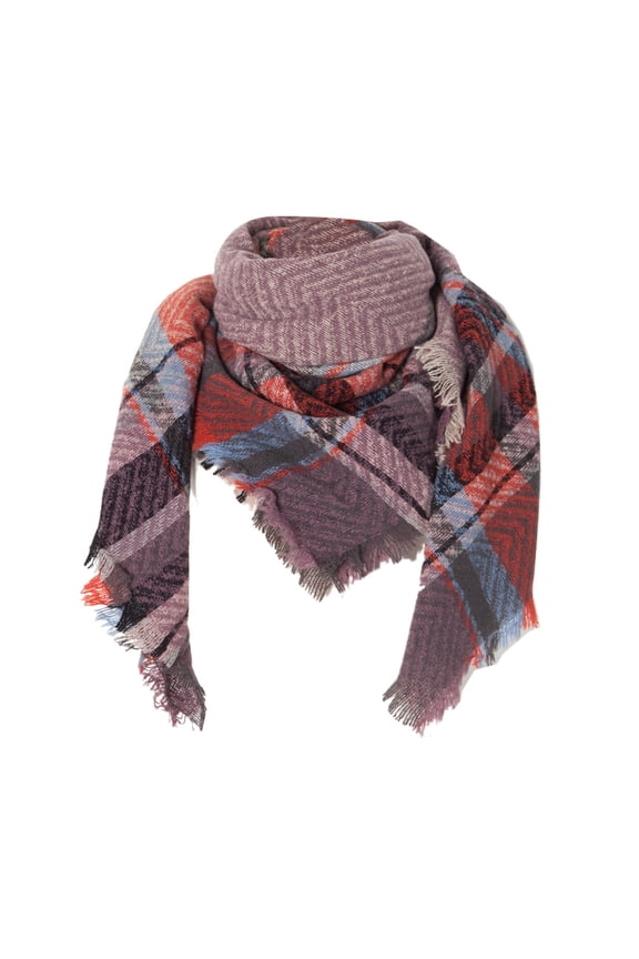 Clearance! Baberdicy Women Fall Winter Scarf Classic Tassel Plaid Scarf Warm Soft Chunky Large Blanket Wrap Shawl Scarves Purple