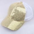 thumbnail image 1 of Clearance! Baberdicy Women Girl Ponytail Baseball Cap Sequins Shiny Messy Bun Snapback Hat Sun Caps Gold, 1 of 4