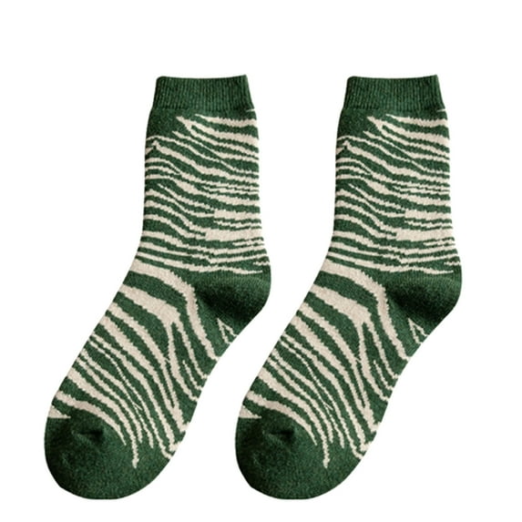 Clearance! Baberdicy Women Green Series Autumn and Winter Socks Mid Tube Thickened Fleece Wool Socks Diamond Plaid Warm Socks C