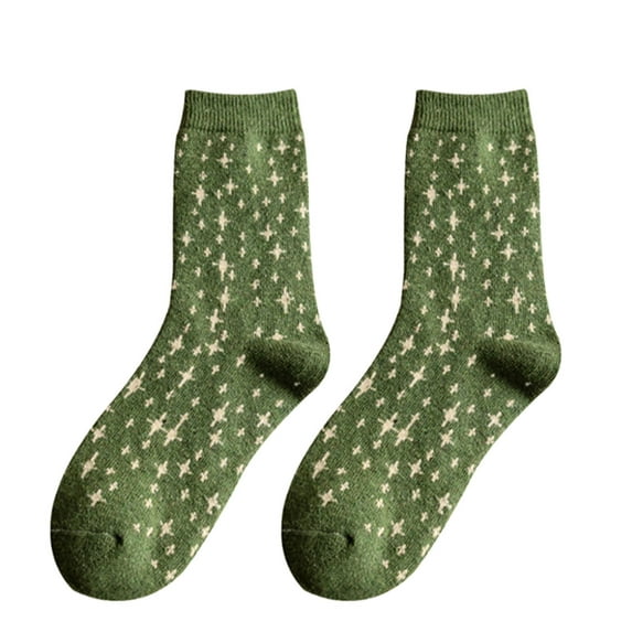 Clearance! Baberdicy Women Green Series Autumn and Winter Socks Mid Tube Thickened Fleece Wool Socks Diamond Plaid Warm Socks E