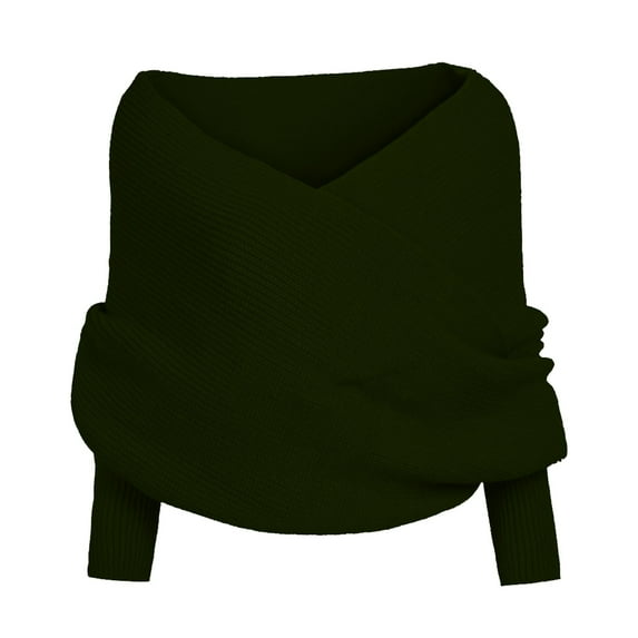 Clearance! Baberdicy Women Solid Scarf Sleeve Crochet Knit Long Soft Winter Shawl Army Green
