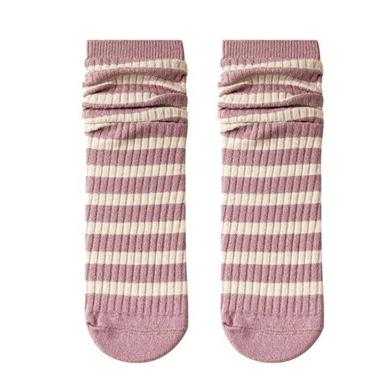 Clearance! Baberdicy Women Striped Socks Mid Tube Autumn and Qinter All Long Tube Pure Cotton Pile Socks B