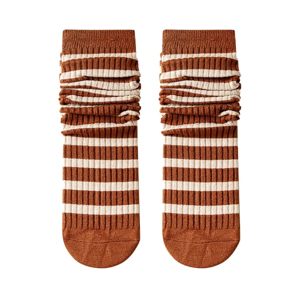 Clearance! Baberdicy Women Striped Socks Mid Tube Autumn and Qinter All Long Tube Pure Cotton Pile Socks F