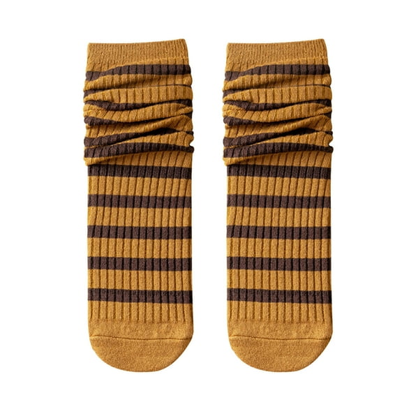 Clearance! Baberdicy Women Striped Socks Mid Tube Autumn and Qinter All Long Tube Pure Cotton Pile Socks J
