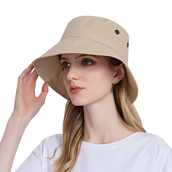Clearance! Baberdicy Women Sun Hat Wide Brim Protection Beach Hat Adjustable Bucket Hat Summer Hats Beige