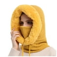 thumbnail image 1 of Clearance! Baberdicy Women Winter Outdoor Riding Headgear Cold-Proof Ski Cap Warm Bib Face Mask Integrated Cold-Proof Hood Hat Yellow, 1 of 4