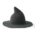 thumbnail image 1 of Clearance! Baberdicy Women Witch Hat Foldable Costume Sharp Large Brim Crochet Warm Winter Cap Dark Gray, 1 of 1
