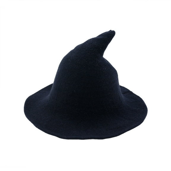 Clearance! Baberdicy Women Witch Hat Foldable Costume Sharp Large Brim Crochet Warm Winter Cap Navy