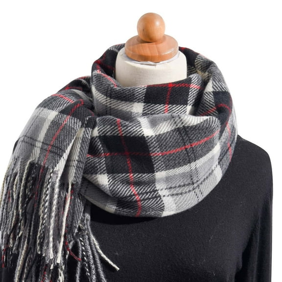 Clearance! Baberdicy Women's Autumn and Winter Colorful Plaid Shawl Thickening Warm Fringe Scarf Scarf Black