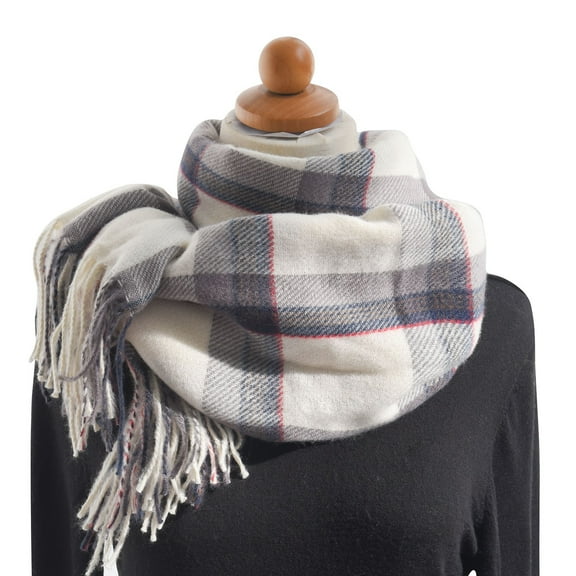 Clearance! Baberdicy Women's Autumn and Winter Colorful Plaid Shawl Thickening Warm Fringe Scarf Scarf White