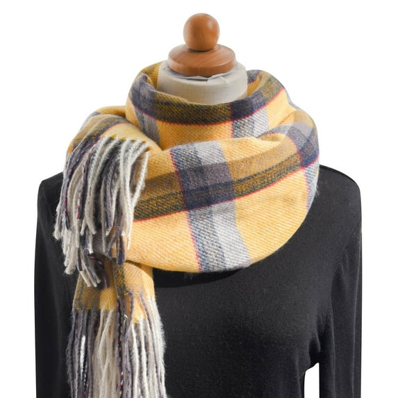 Clearance! Baberdicy Women's Autumn and Winter Colorful Plaid Shawl Thickening Warm Fringe Scarf Scarf Yellow