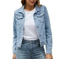 thumbnail image 1 of Women's Denim Jacket Clearance, Baberdicy Denim Jacket for Women Women's Basic Solid Color Button down Denim Cotton Jacket with Pockets Denim Jacket Coat M, 1 of 6