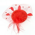 thumbnail image 1 of Clearance! Baberdicy Women's Feather Fascinators Hat - Hair Pin Cocktail Headwear Pillbox Hat Red, 1 of 6