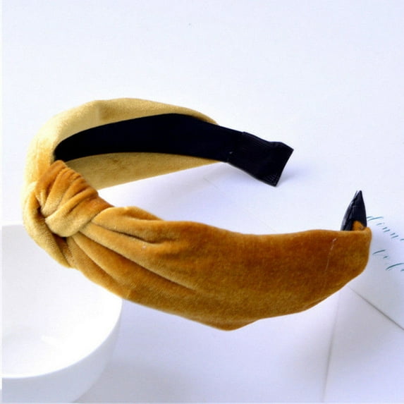 Clearance! Baberdicy Women's Headband Cross Hair Band Wide Side Velvet Solid Color Exotic Hairband Yellow