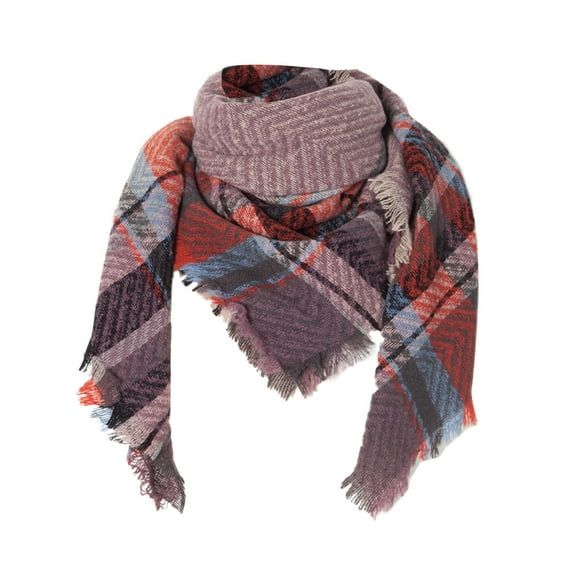 Clearance! Baberdicy Womens Fall Winter Scarves Classic Fringe Plaid Scarf Warm Large Blanket Shawl Scarf Hot Pink