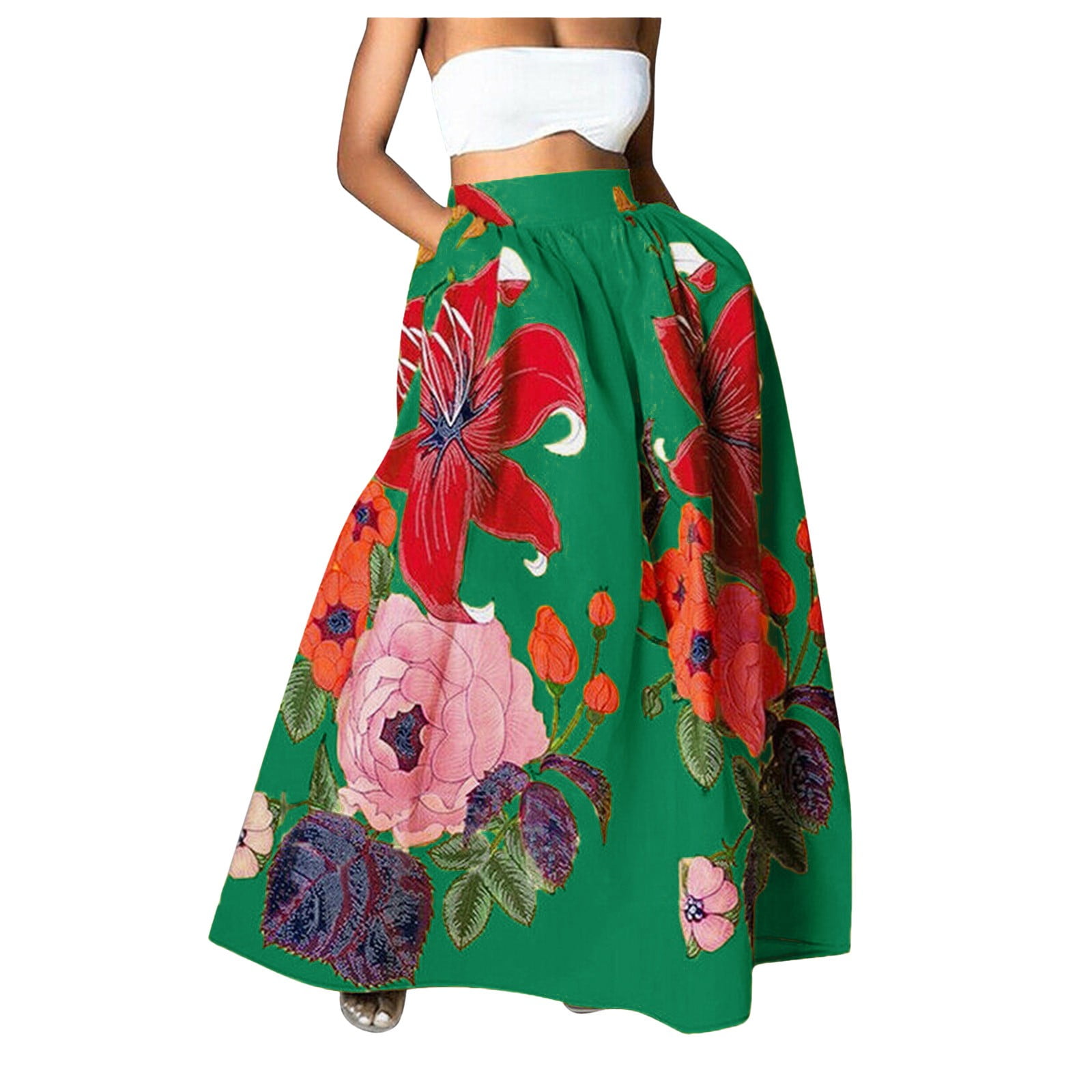 Coast destiny floral print maxi skirt green sale