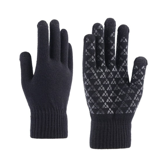 Clearance! Baberdicy Womens Knitted Piled Thickened Thermal Gloves Winter Warm Gloves Black