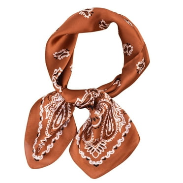 Clearance! Baberdicy Womens Spring Summer Prints Satin Cashew Flower Prints Square Scarf Coffee