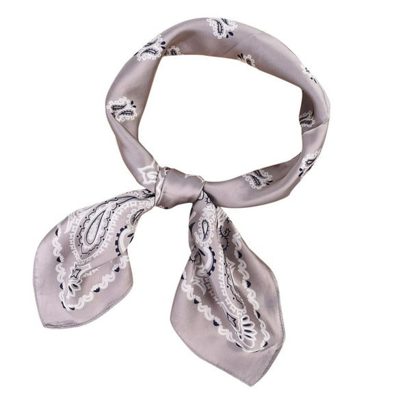Clearance! Baberdicy Womens Spring Summer Prints Satin Cashew Flower Prints Square Scarf Grey