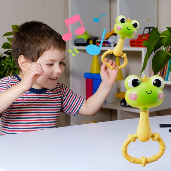 Clearance!Baby Cute Frog Sand Hammer Rattle Toy, ABS Safe Infant Hand Grip Rattle, Early Education Auditory Stimulation Developmental Toy for Infant Boys Girls 0-36 Months,Stocking Stuffer