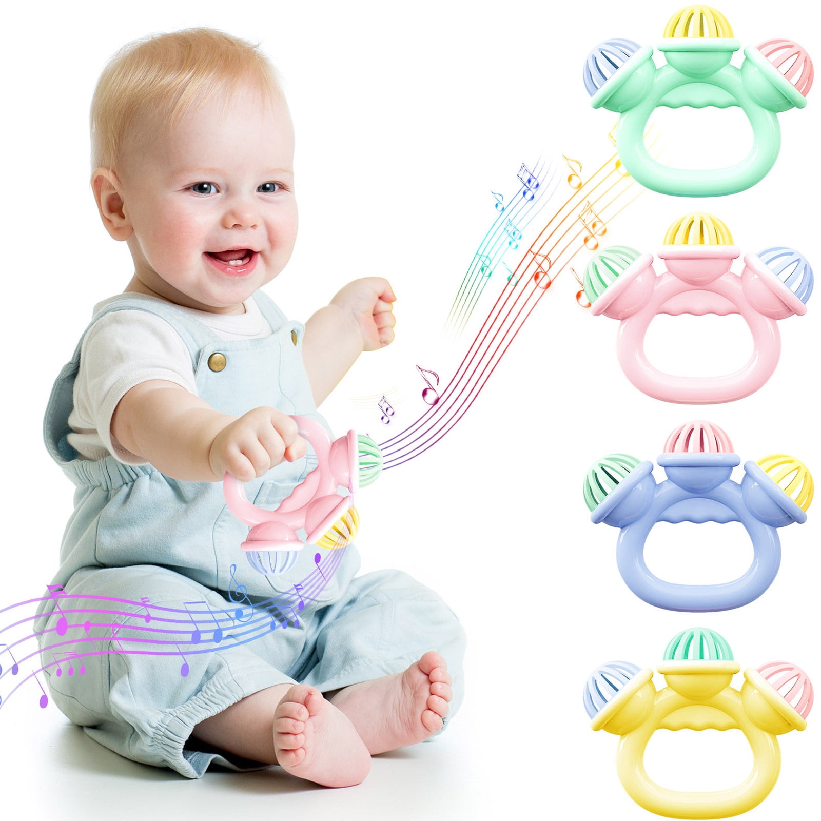 Clearance! Baby Hand Rattle Ring Toys, 0-12 Months Infant Easy Grip ...