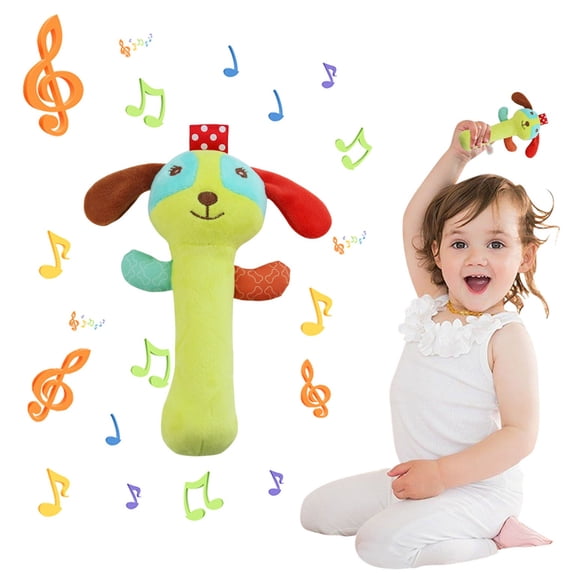 Clearance! Baby Soft Hand Rattle Toys, Infant Developmental Hand Grip Baby Toys, Baby Sensory Learning Toys with Teether, Sounds for Baby and Stuff from 0-12 Months Old, Shower Gift for Boys Girls