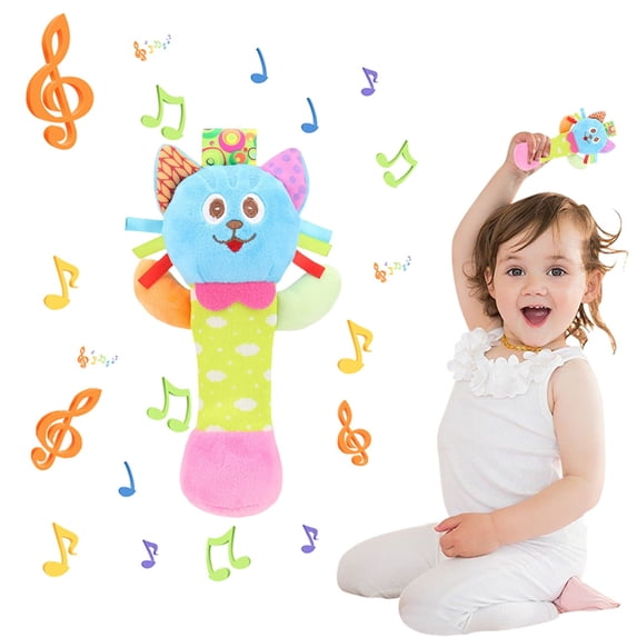 Clearance! Baby Soft Hand Rattle Toys, Infant Developmental Hand Grip Baby Toys, Baby Sensory Learning Toys with Teether, Sounds for Baby and Stuff from 0-12 Months Old, Shower Gift for Boys Girls