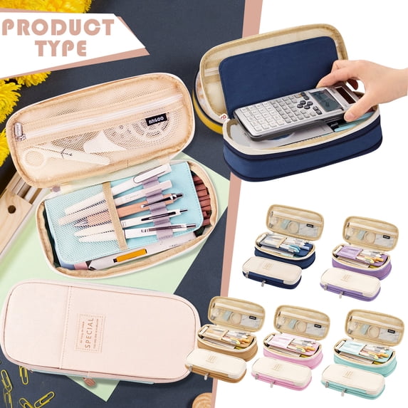 Clearance Back to School Pencil Case - Lightweight Pencil Pouch, Cute Pencil Box, College School Supplies for Kids, Great for Colored Pencils, Gel Pens, Rulers,Khaki