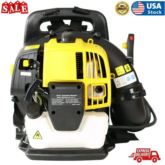 Clearance! Backpack Leaf Blower, 52CC 2 Stroke Gas-poweYellow Leaf Blower for Leaves Snow Dust, Blower with Extention Tube, Adjustable Handle and Shoulder Straps, Yellow