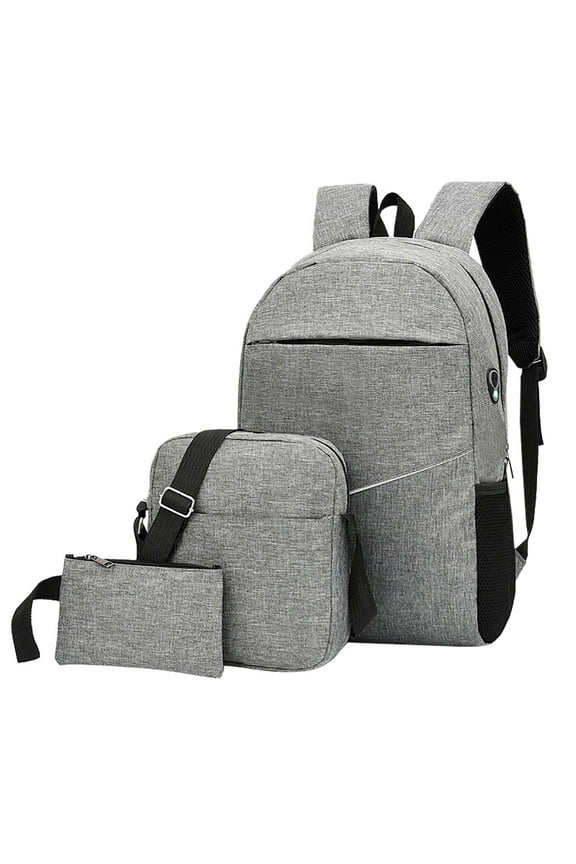 Bagpack Three-piece Backpack Men's Computer Backpack Casual Junior High School Elementary School Student Backpack Korean Version Female Outdoor Travel Bag