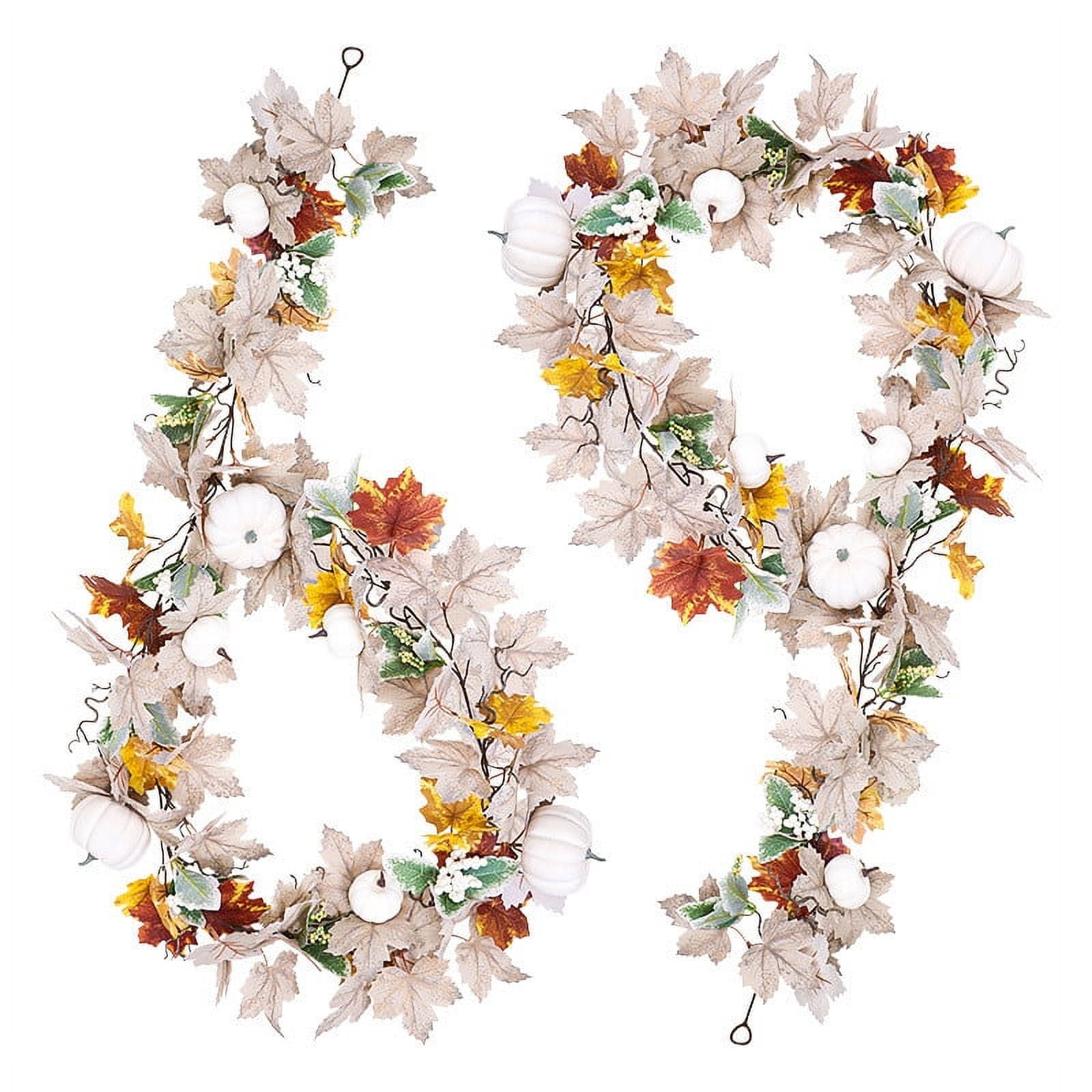 YTTAL Fall Decor - Fall Garland - 6Ft Autumn Maples Leaf Pumpkin Berry Garland - Thanksgiving Halloween Mantle Fireplace Farmhouse Harvest Decorationsfor Home Outdoor Indoor Porch