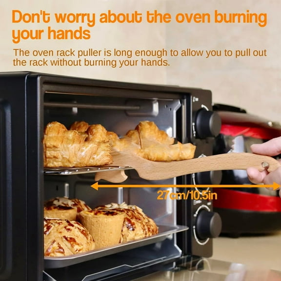 Clearance Bakewareunder$2,Oven Rack Puller, Wooden Baking and Grilling Tool, Heat-Resistant Rack Extender for Kitchen Safety
