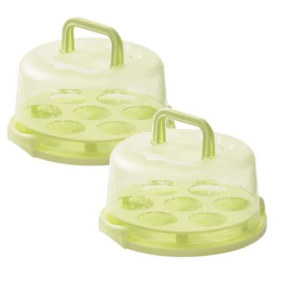 Clearance Bakeware under $20 Cake Container Plastic Cover Lid Cake Cupcake Holder Portable Round Two Base For Cookies Fruit Etc