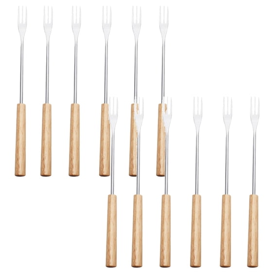 Clearance Bakeware under $20 Stainless Steel Chocolate Hot Pot Fork Six Piece Set Plastic Handle Fruit Fork Western Style Hot Pot Fork