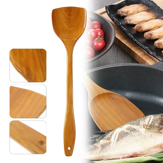Clearance Bakeware under $6 Wooden 39cm Spatula Spatula Non Stick Pot Solid Wood Pot Long Handle Wooden Shovel