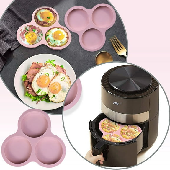 Clearance Baking trays & trays under $5 Silicone Fryer Egg Pan 1 Pcs Reusable Fryer Egg Non Stick Fryer Baking Pan 3 Cavity Silicone Pans For Baking Hamburger Bun Pan Fryer Accessories