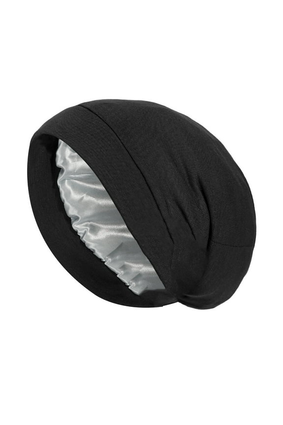 Double Layer Sleeping Cap Sets Head Cap Women Chemotherapy Cap Men's Elastic Wrap Head Cap Bonnet, 1 Pc Hat Black One Size