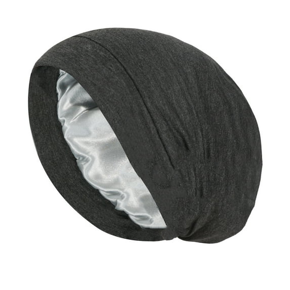 Baqcunre Double Layer Sleeping Cap Sets Head Cap Women Chemotherapy Cap Men's Elastic Wrap Head Cap Bonnet, 1 Pc Hat Dark Gray One Size
