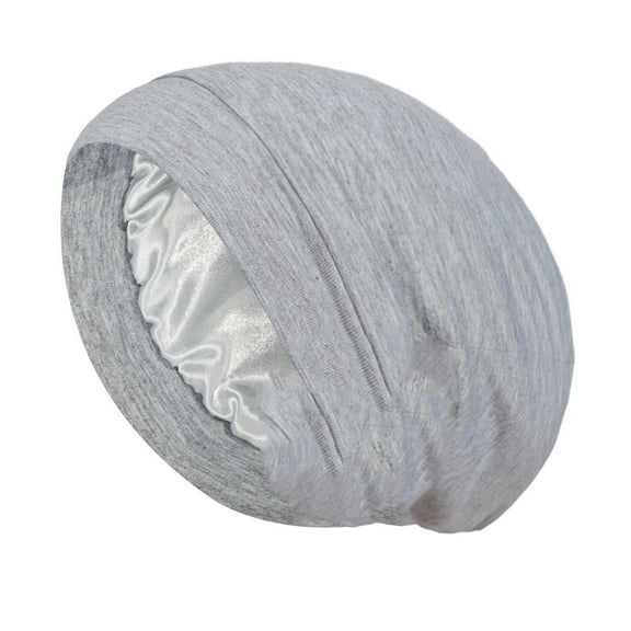 Baqcunre Double Layer Sleeping Cap Sets Head Cap Women Chemotherapy Cap Men's Elastic Wrap Head Cap Bonnet, 1 Pc Hat Gray One Size