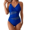 thumbnail image 1 of Baqcunre Swimsuit for Women Bathing Suits Front Cutout Adjustable Straps Ruched Swimwear, 1 Pc Swimsuit Blue S, 1 of 9