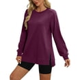 thumbnail image 1 of Baqcunre Women's Clothing, Sweatshirt for Women'side Split Fall Fashion 2025 Long Sleeve Shirts Trendy Valentines Day Gifts, 1Pc Blouse Purple M, 1 of 5