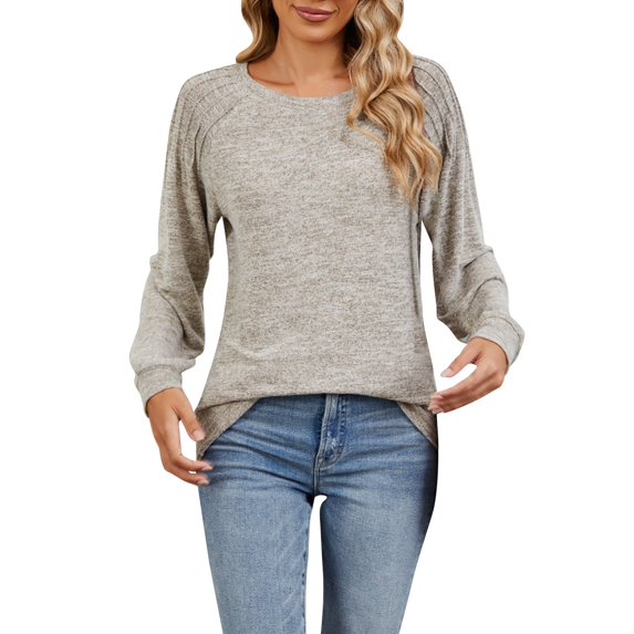 Baqcunre Women's Clothing, Tunic Sweatshirts for Women Crewneck Lightweight Sweaters Long Sleeve Shirts Fall Fashion Valentines Day Gifts, 1Pc Sweatshirt Beige L