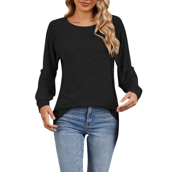 Baqcunre Women's Clothing, Tunic Sweatshirts for Women Crewneck Lightweight Sweaters Long Sleeve Shirts Fall Fashion Valentines Day Gifts, 1Pc Sweatshirt Black XL
