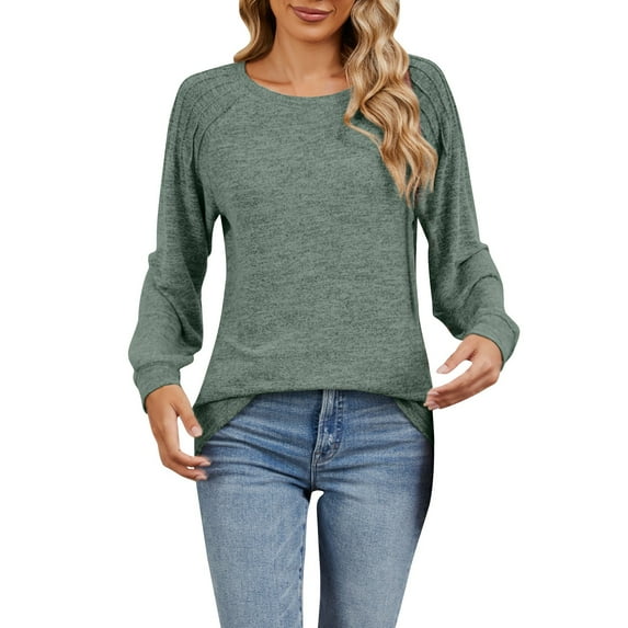 Baqcunre Women's Clothing, Tunic Sweatshirts for Women Crewneck Lightweight Sweaters Long Sleeve Shirts Fall Fashion Valentines Day Gifts, 1Pc Sweatshirt Green S