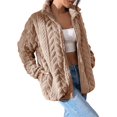 thumbnail image 1 of Baqcunre Women's Clothing, Winter Fleece Jacket for Women Oversized Zipper Up 2025 Stand Collar with Pockets Baggy Coats Valentines Day Gifts, 1Pc Jacket Khaki XL, 1 of 7