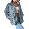 thumbnail image 1 of Baqcunre Women's Clothing, Winter Fleece Jacket for Women Oversized Zipper Up 2025 Stand Collar with Pockets Baggy Coats Valentines Day Gifts, 1Pc Jacket Blue L, 1 of 7
