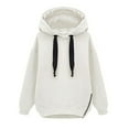 thumbnail image 1 of Baqcunre Women's Clothing, Women's Fleece Drawstrings Hooded Loose Long Sleeve Pullover Sweatshirt Valentines Day Gifts, 1Pc Sweater White M, 1 of 4